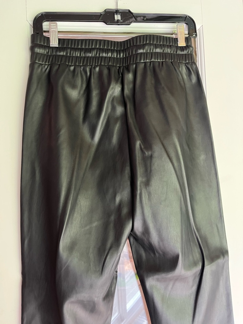 LOFT Black Faux Leather Joggers with Drawstring - Picture 2 of 3